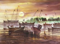 Shuja Mirza, 11 x 15 Inch, Water Color on Paper, Seascape Painting, AC-SJM-002